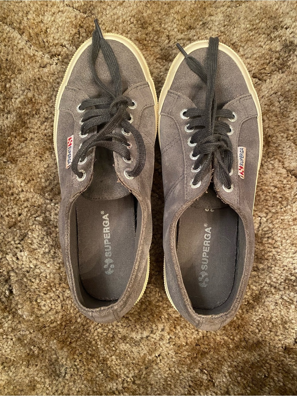 Superga Gray Canvas Low-Top Sneakers with Cream Sole EU 39